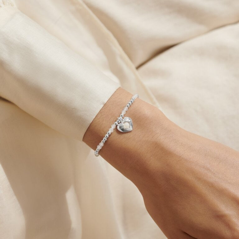 Joma Jewellery - 'A Little April' Heart Rock Crystal Birthstone Bracelet -Silver