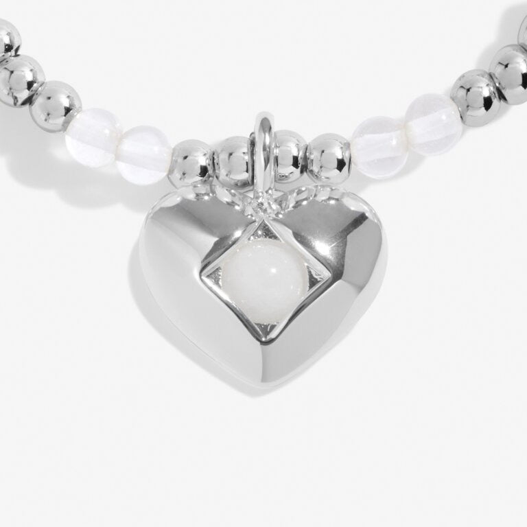 Joma Jewellery - 'A Little April' Heart Rock Crystal Birthstone Bracelet -Silver