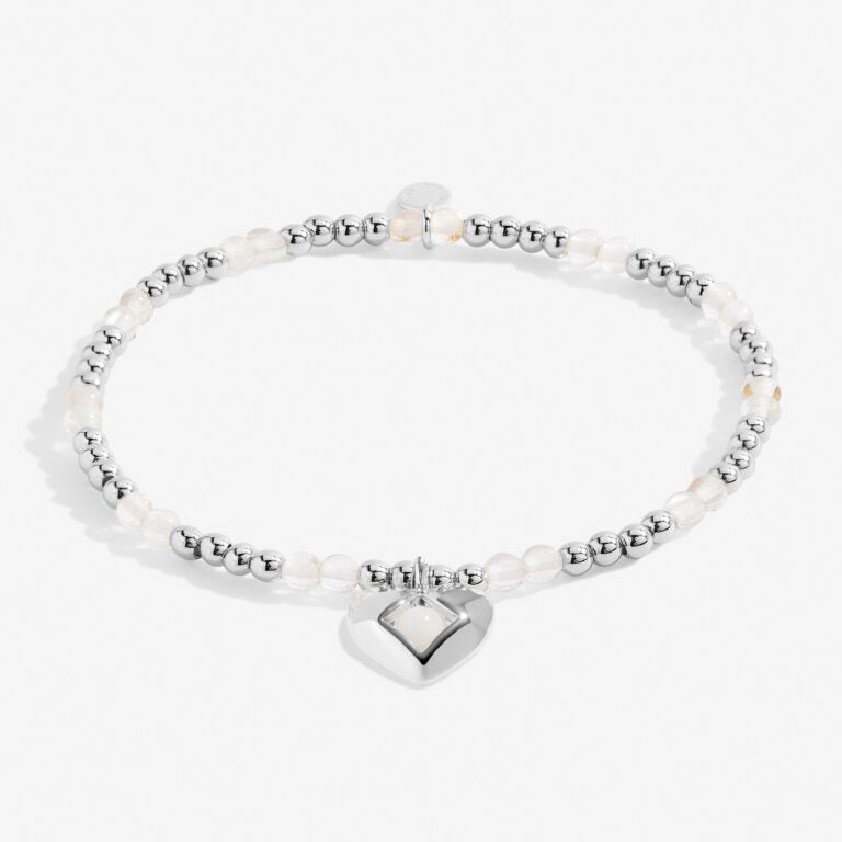Joma Jewellery - 'A Little April' Heart Rock Crystal Birthstone Bracelet -Silver