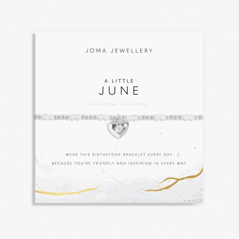 Joma Jewellery - 'A Little June' Heart Moonstone Birthstone Bracelet -Silver