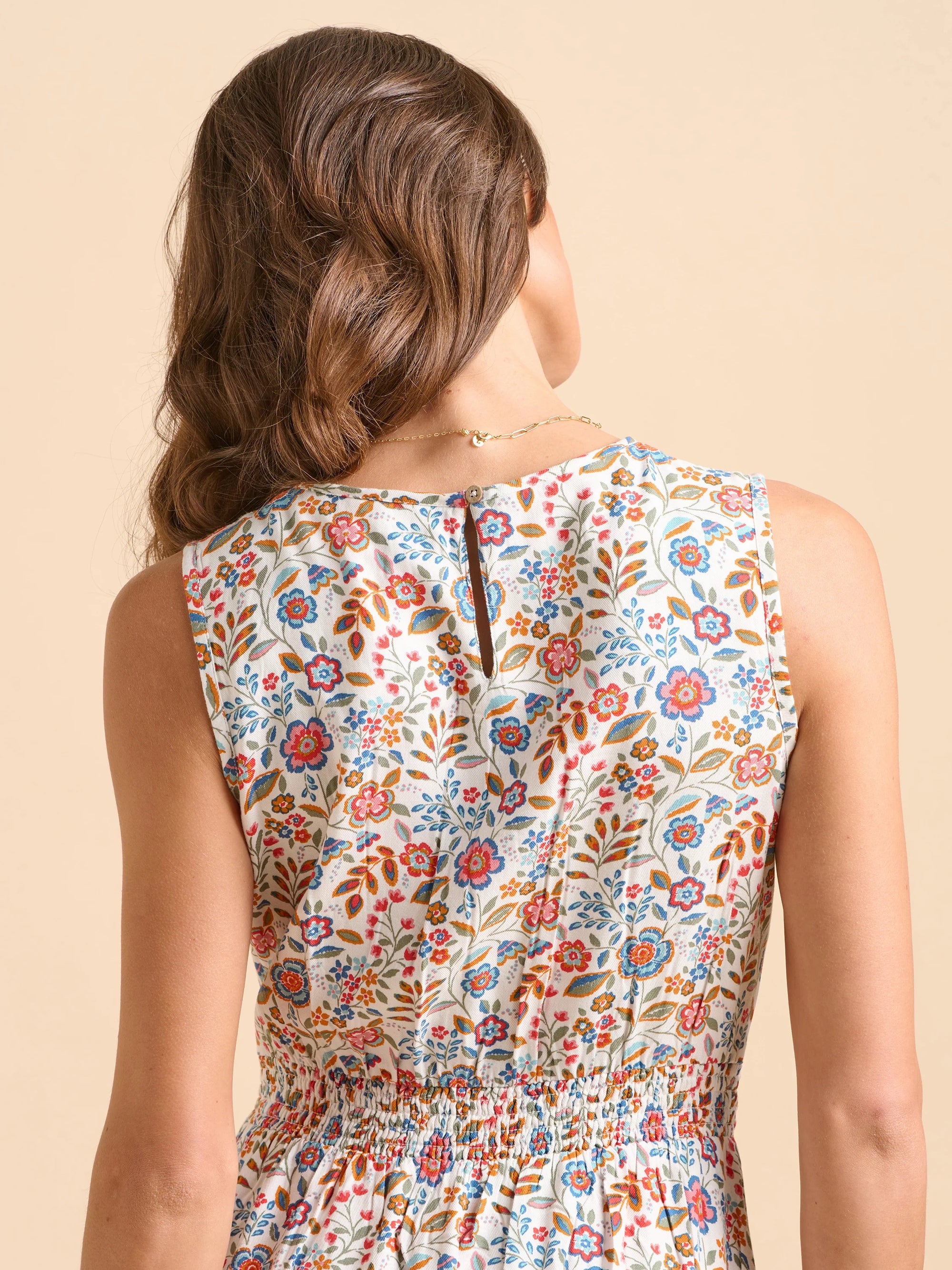 Brakeburn Multi Secret Garden Midi Dress - Cream