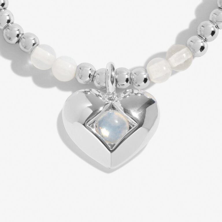 Joma Jewellery - 'A Little June' Heart Moonstone Birthstone Bracelet -Silver