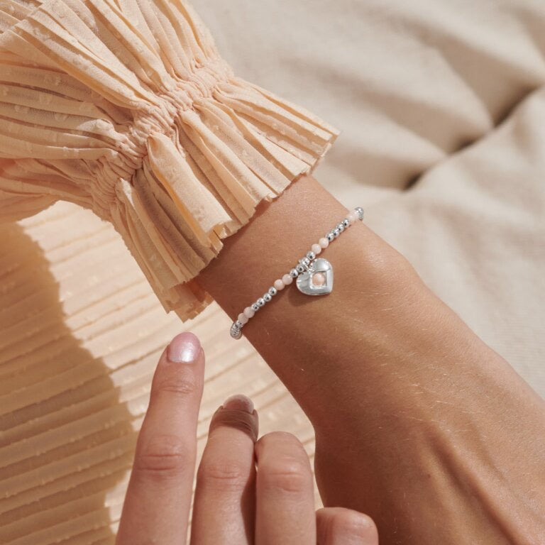 Joma Jewellery - 'A Little July' Heart Sunstone Birthstone Bracelet -Silver