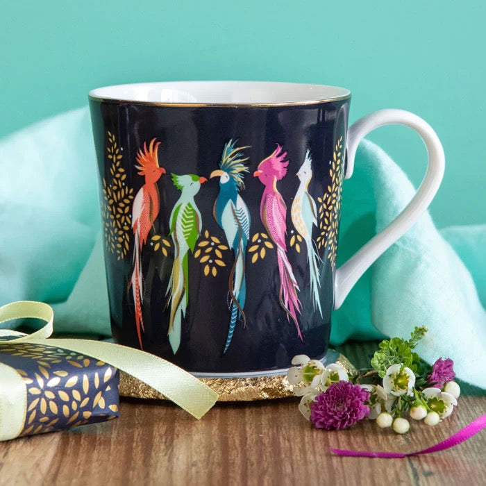 Sara Miller London Cockatoo -Fine China Boxed Mug - Navy