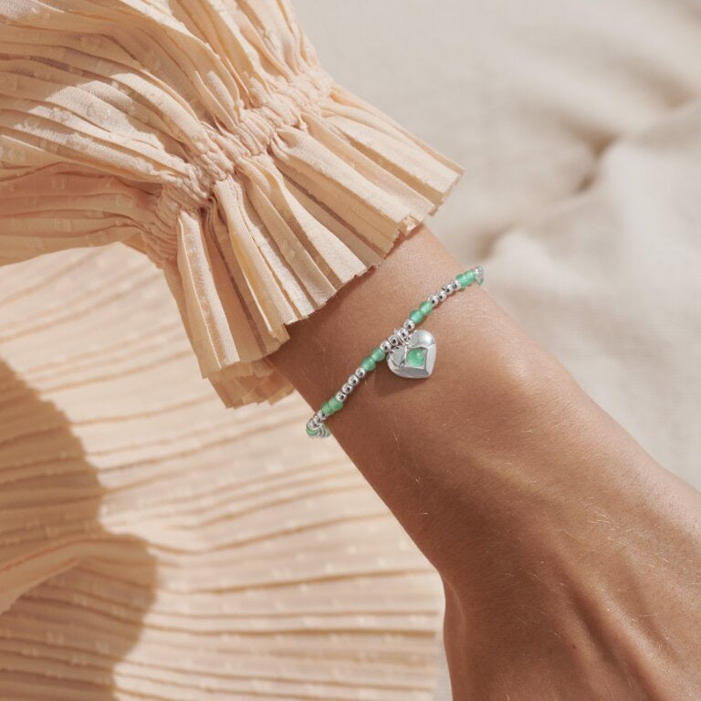 Joma Jewellery - 'A Little August' Heart Adventurine Birthstone Bracelet -Silver