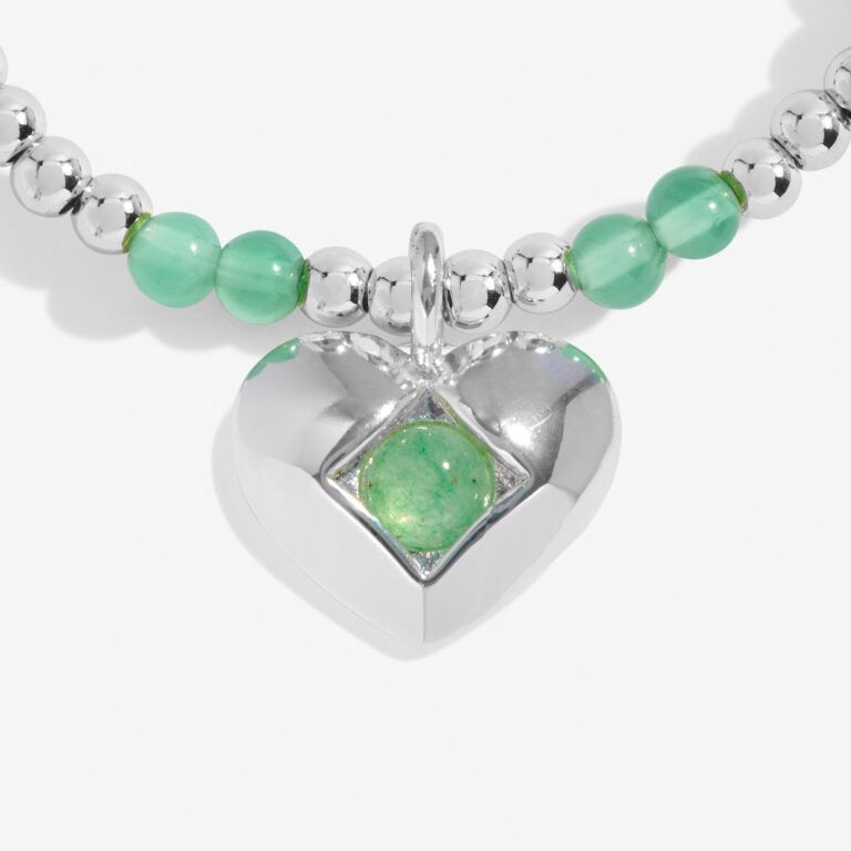 Joma Jewellery - 'A Little August' Heart Adventurine Birthstone Bracelet -Silver