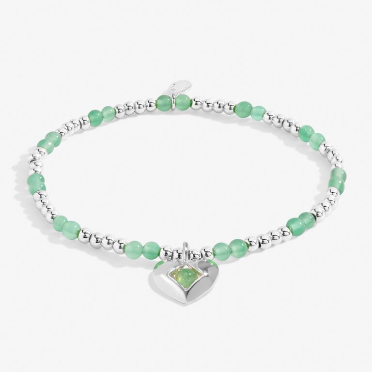 Joma Jewellery - 'A Little August' Heart Adventurine Birthstone Bracelet -Silver