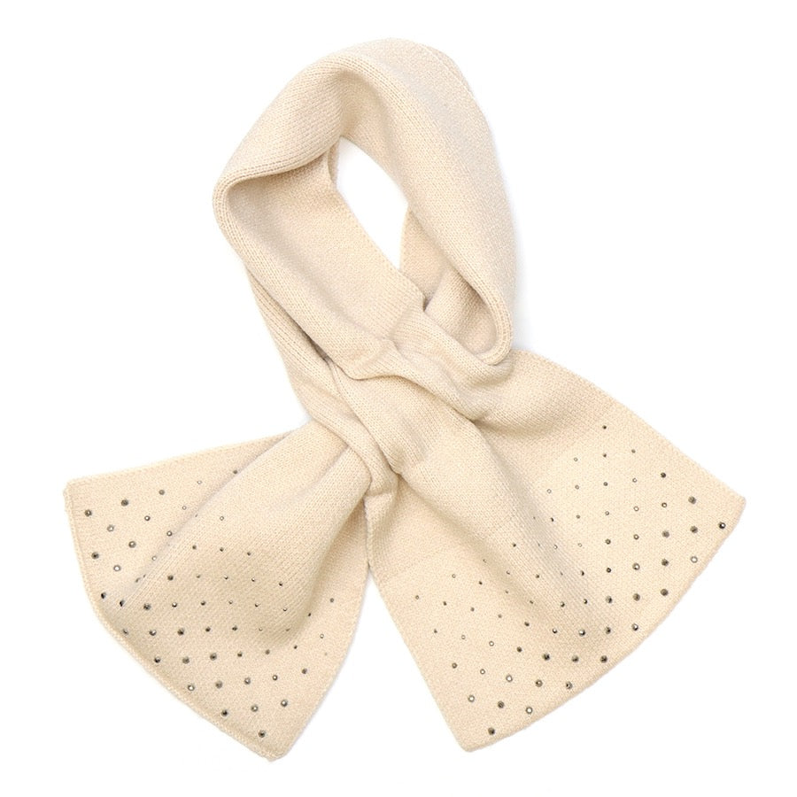 POM Cream Knit Pull Through Scarf with Studded Diamanté