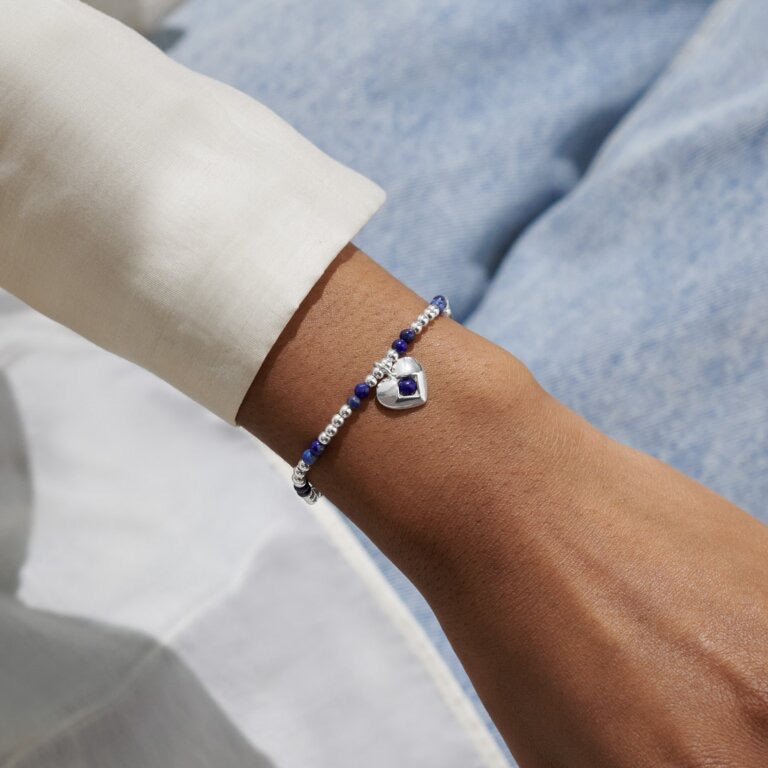 Joma Jewellery - 'A Little September' Heart Adventurine Birthstone Bracelet -Silver
