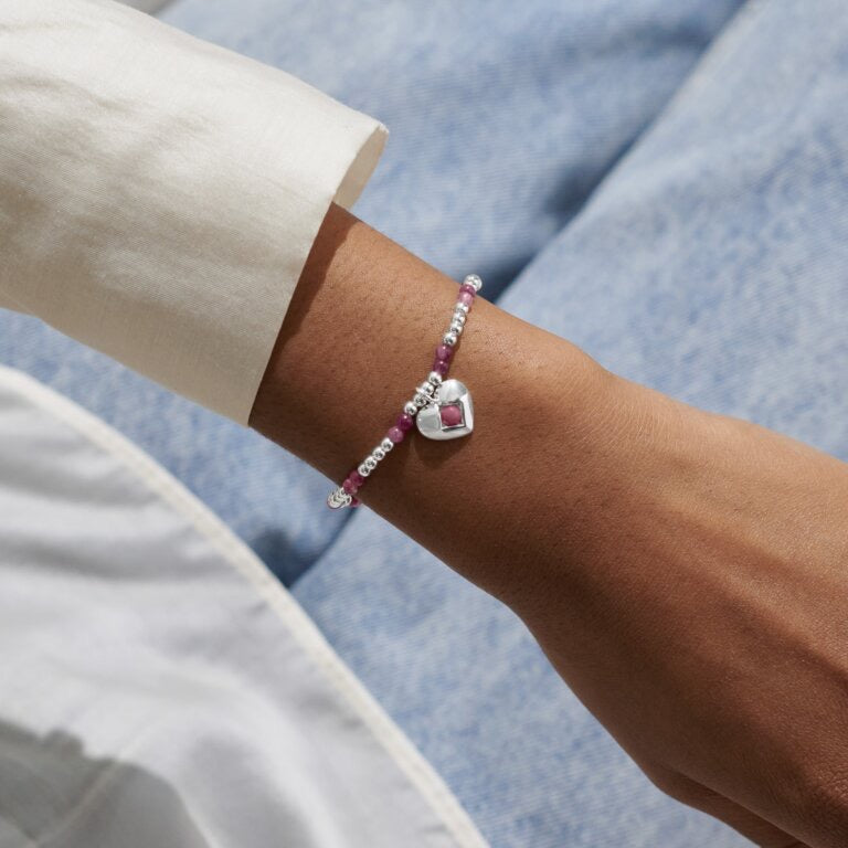Joma Jewellery - 'A Little October' Heart Tourmaline Birthstone Bracelet -Silver