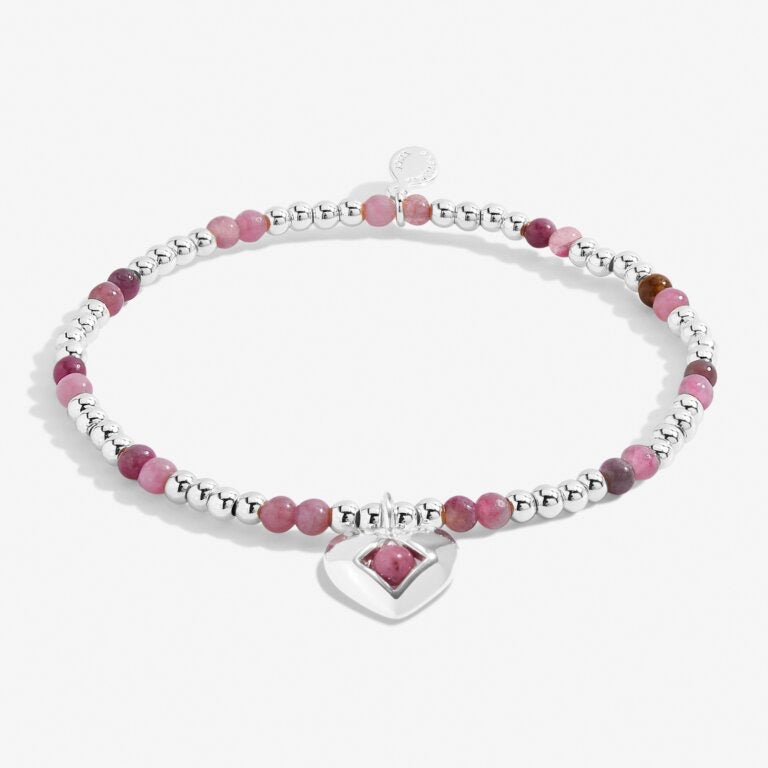 Joma Jewellery - 'A Little October' Heart Tourmaline Birthstone Bracelet -Silver