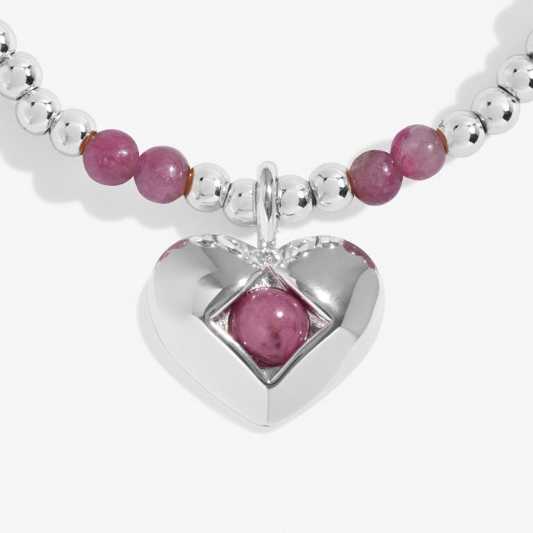 Joma Jewellery - 'A Little October' Heart Tourmaline Birthstone Bracelet -Silver