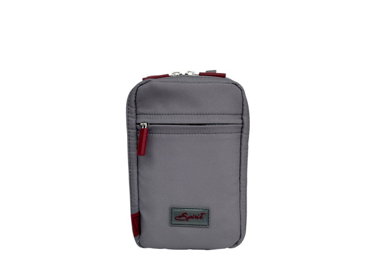 Spirit - Ashton Eco Lightweight Phone Crossbody Handbag - Carbon Grey/Oxblood