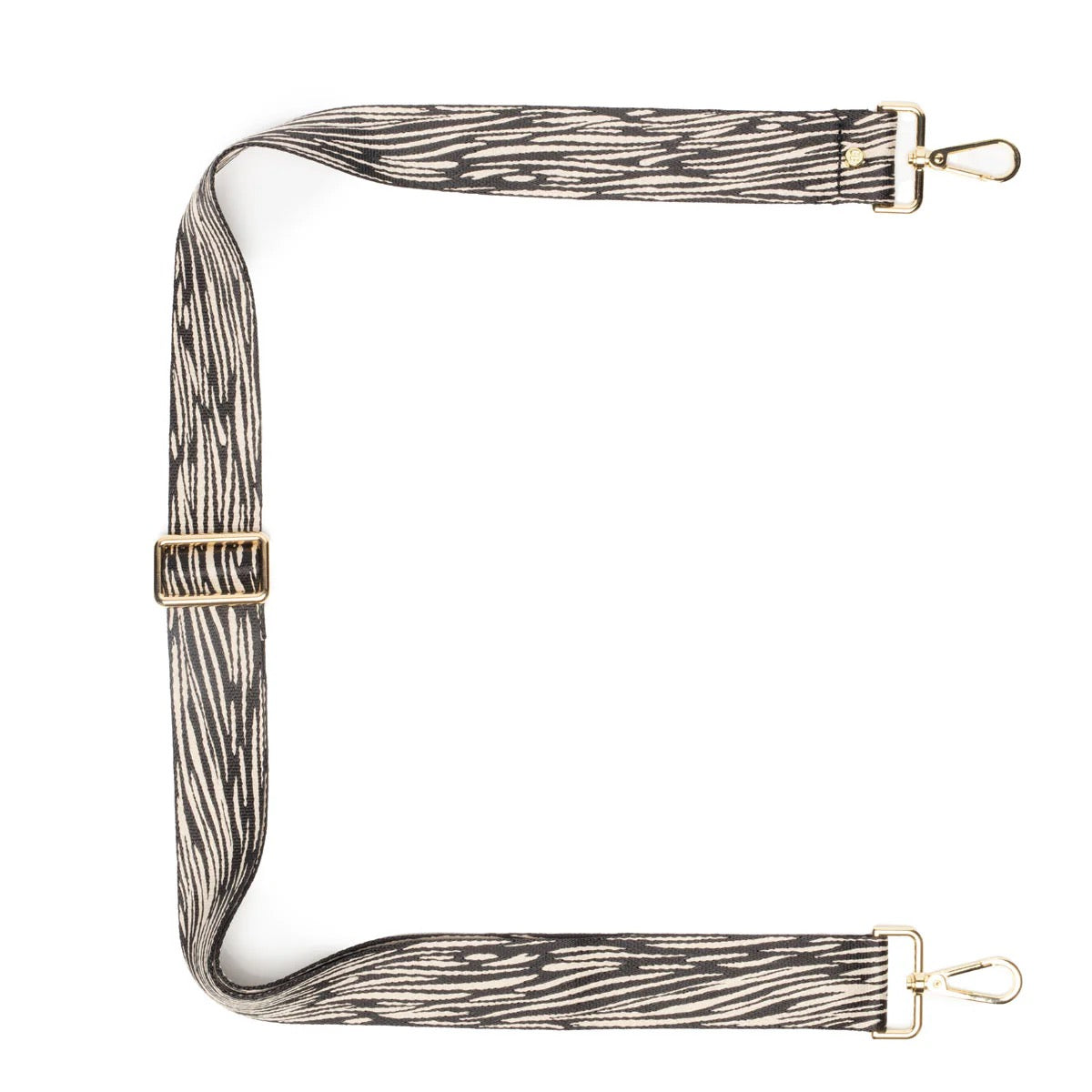 Elie Beaumont Designer BLACK ZEBRA LUXE Adjustable Crossbody Bag Strap (GOLD Fittings)