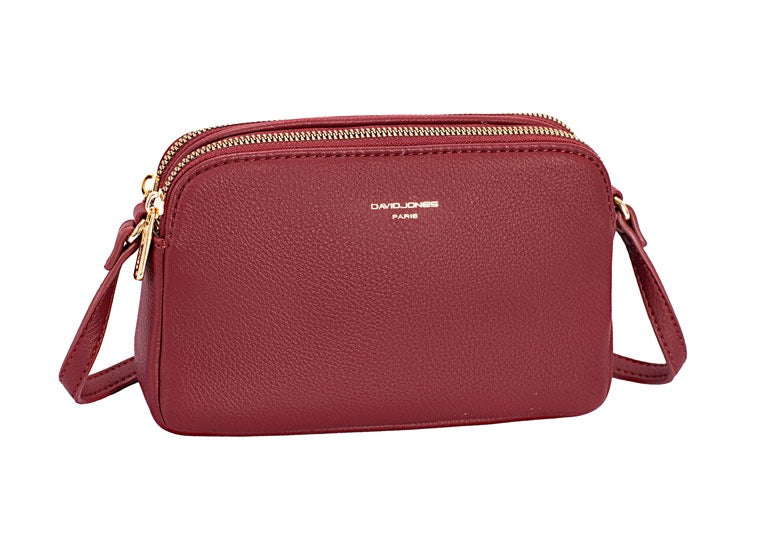 David Jones (NVCM7335-1) Small Double Crossbody Handbag - Windsor Wine