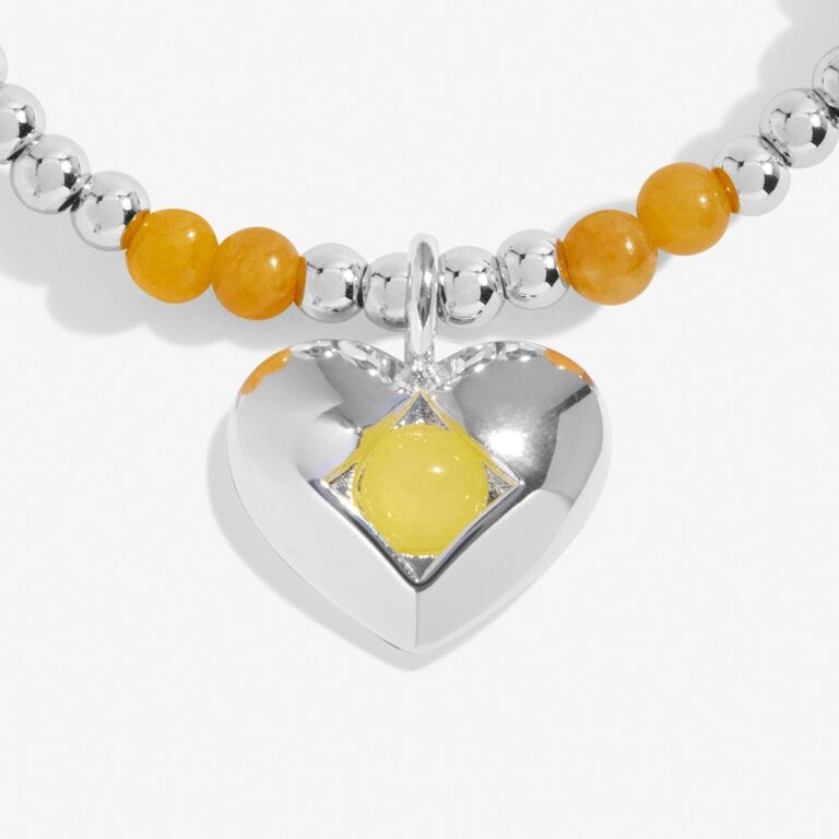 Joma Jewellery - 'A Little November' Heart Yellow Quartz Birthstone Bracelet -Silver