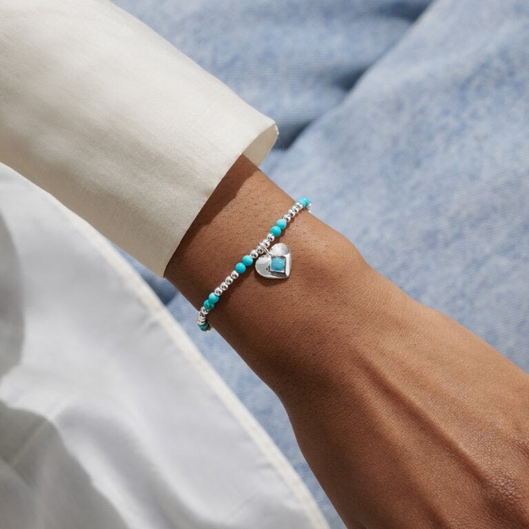 Joma Jewellery - 'A Little December' Heart Turquoise Birthstone Bracelet -Silver