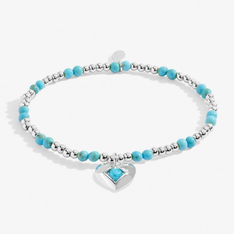 Joma Jewellery - 'A Little December' Heart Turquoise Birthstone Bracelet -Silver