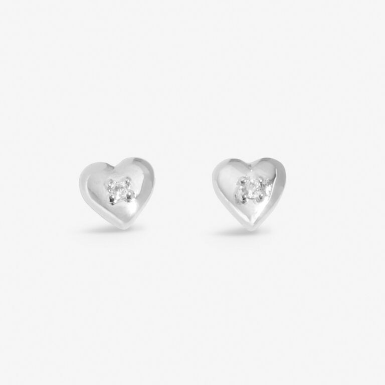 Joma Jewellery Lumia CZ Heart Stud Earrings - Silver