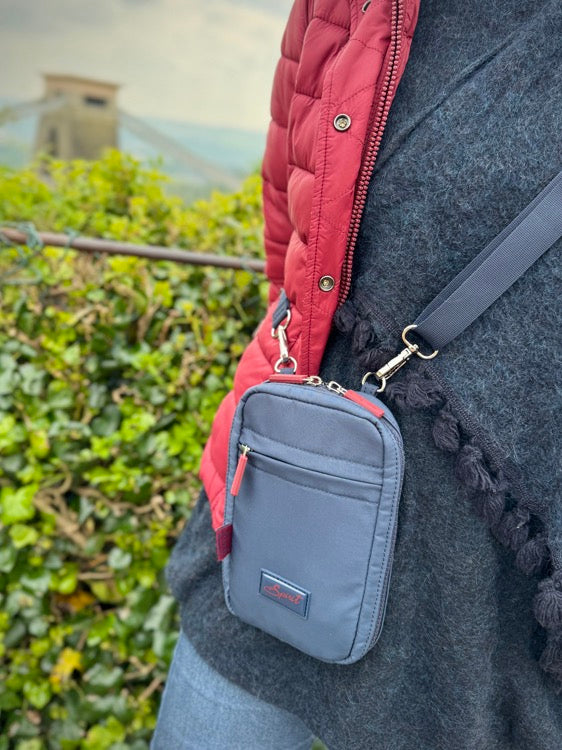 Spirit - Ashton Eco Lightweight Phone Crossbody Handbag - Carbon Grey/Oxblood