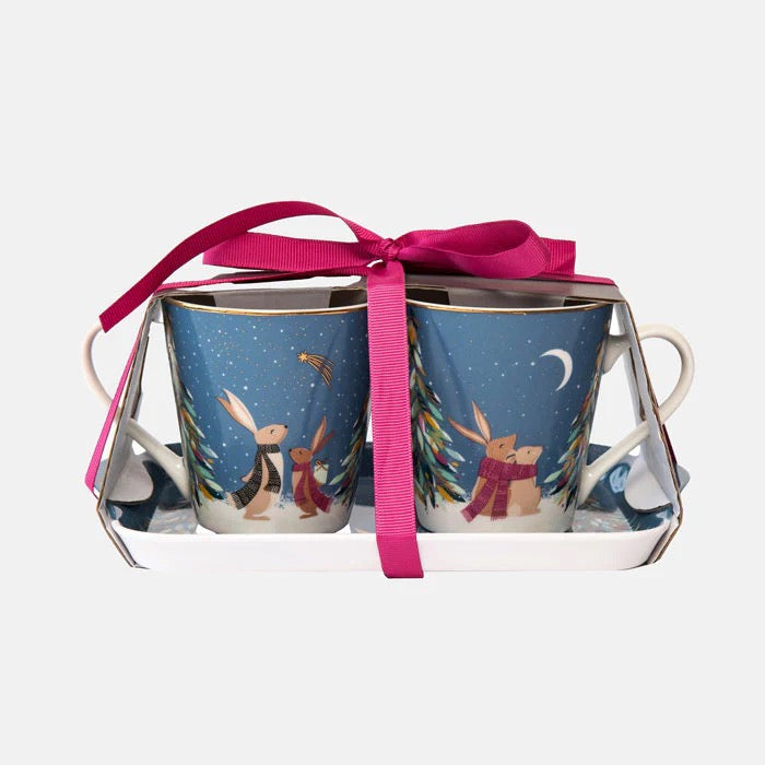 Sara Miller London - Woodland Tales Moonlight Rabbits -Duo Mug & Mini Tray Gift Set