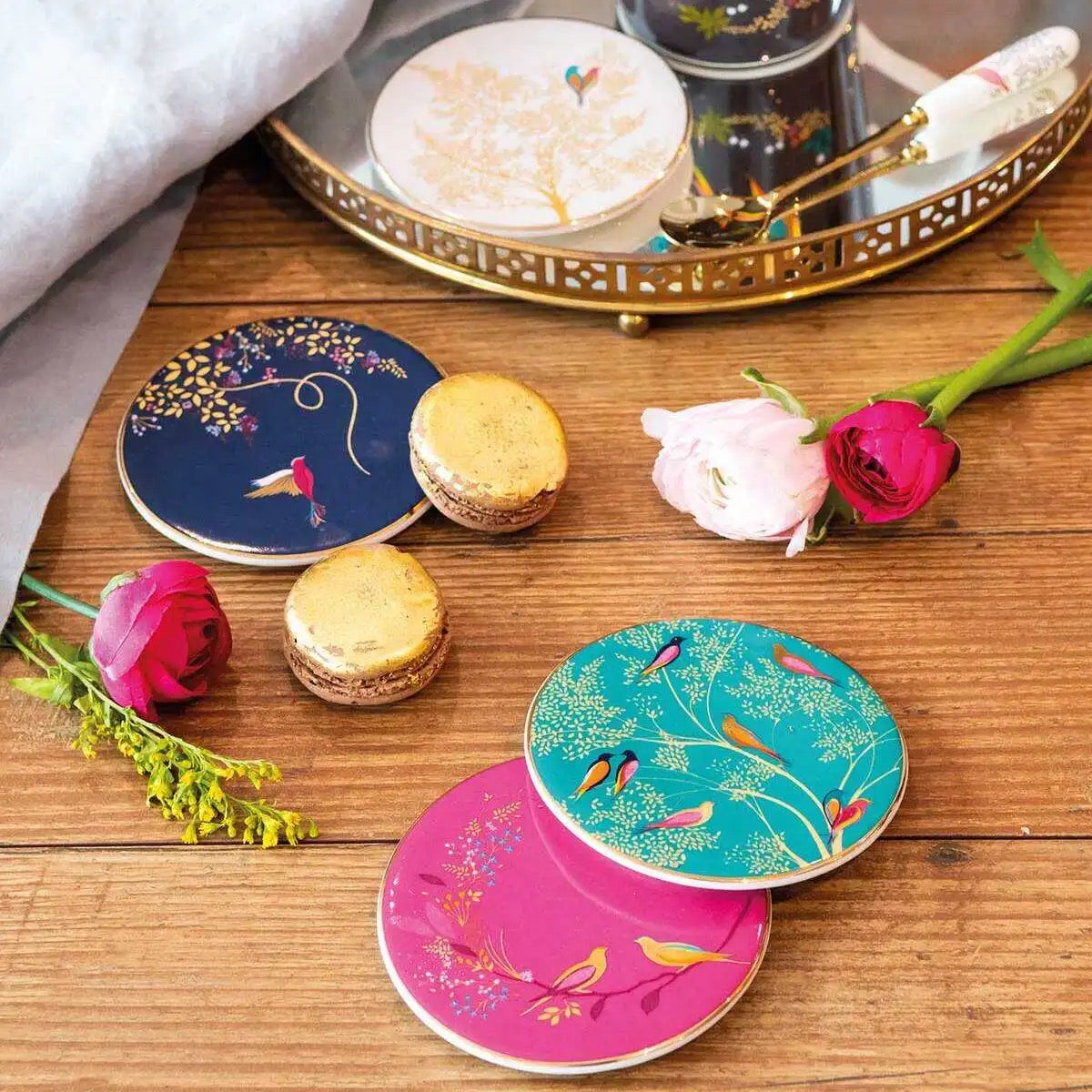 Sara Miller London Chelsea Ceramic Coasters - Set of 4 - Gift Boxed