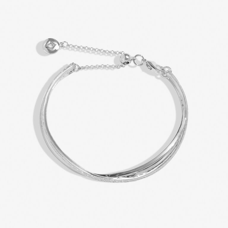 Joma Jewellery Bracelet Bar - Silver Crossover Pave Crystal Bracelet - Silver