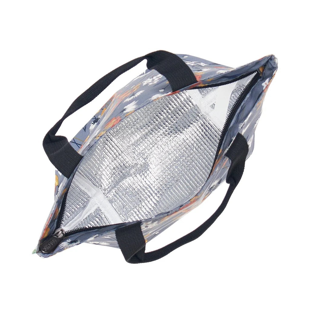 Eco Chic Lightweight Foldable Lunch Bags - Flowers - Grey