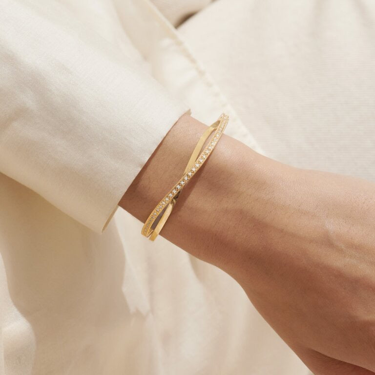 Joma Jewellery Bracelet Bar - Gold Crossover Pave Crystal Bracelet - Gold