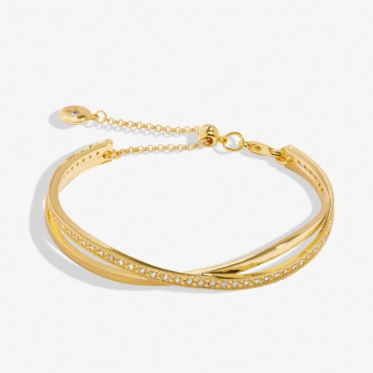 Joma Jewellery Bracelet Bar - Gold Crossover Pave Crystal Bracelet - Gold