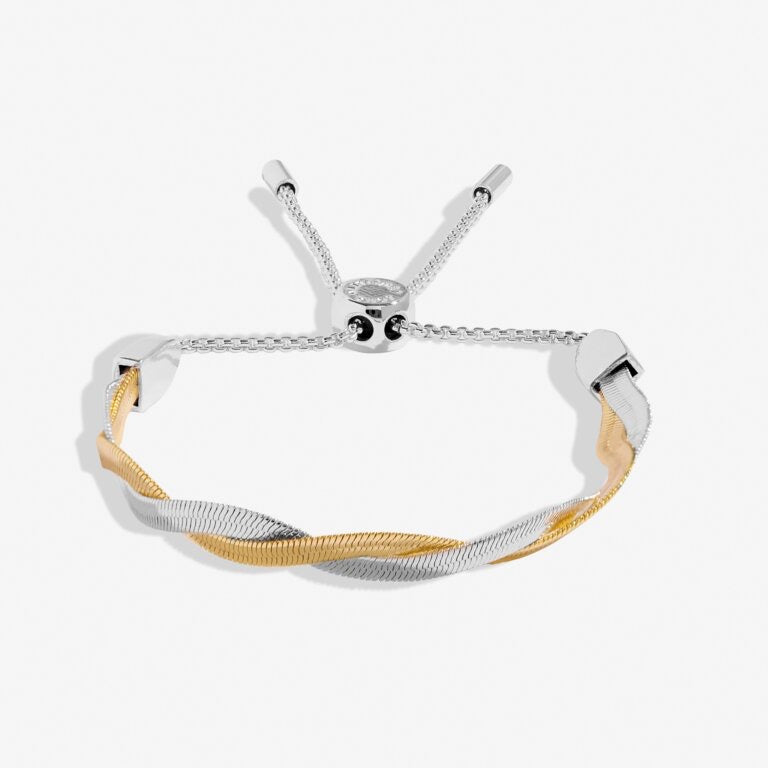 Joma Jewellery Bracelet Bar -Twisted Snake `Chain Slider Bracelet - Gold/Silver