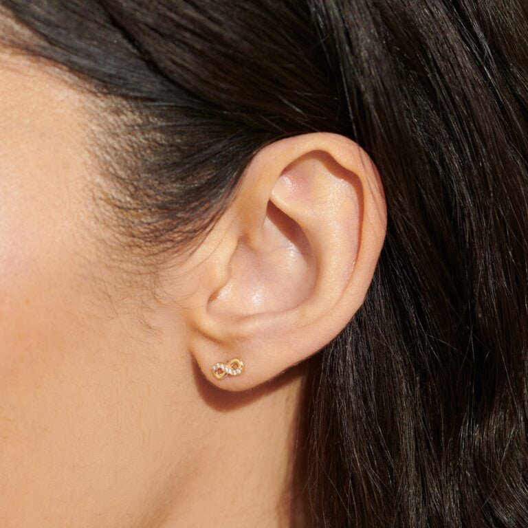 Joma Jewellery Lumia Infinity Pave Stud Earrings - Gold