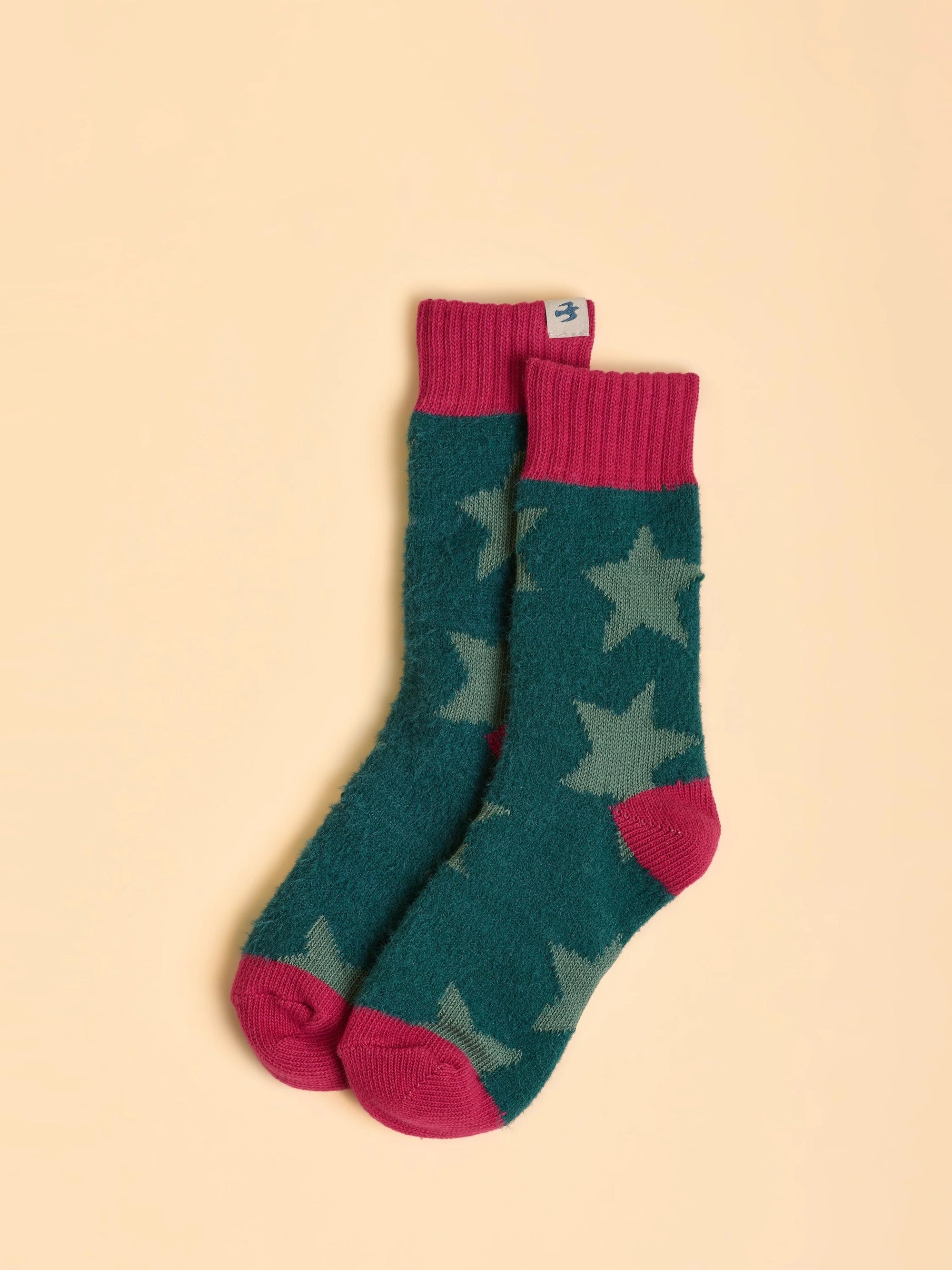 Brakeburn Stars Fluffy Ankle Socks - Teal & Pink