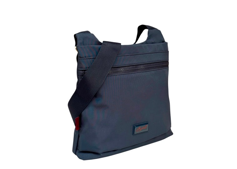 Spirit - Lansdown Eco Slimline Rectangular Crossbody Handbag - Midnight Blue/Oxblood