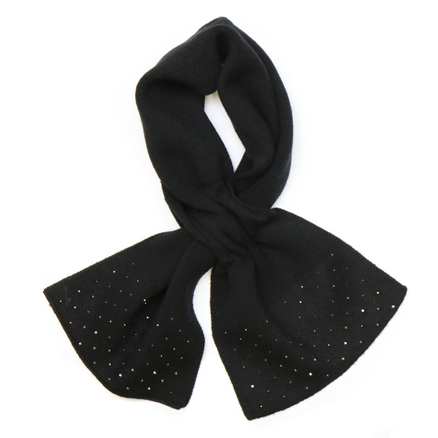 POM Black Pull Through Crossover Scarf With Studded Diamanté