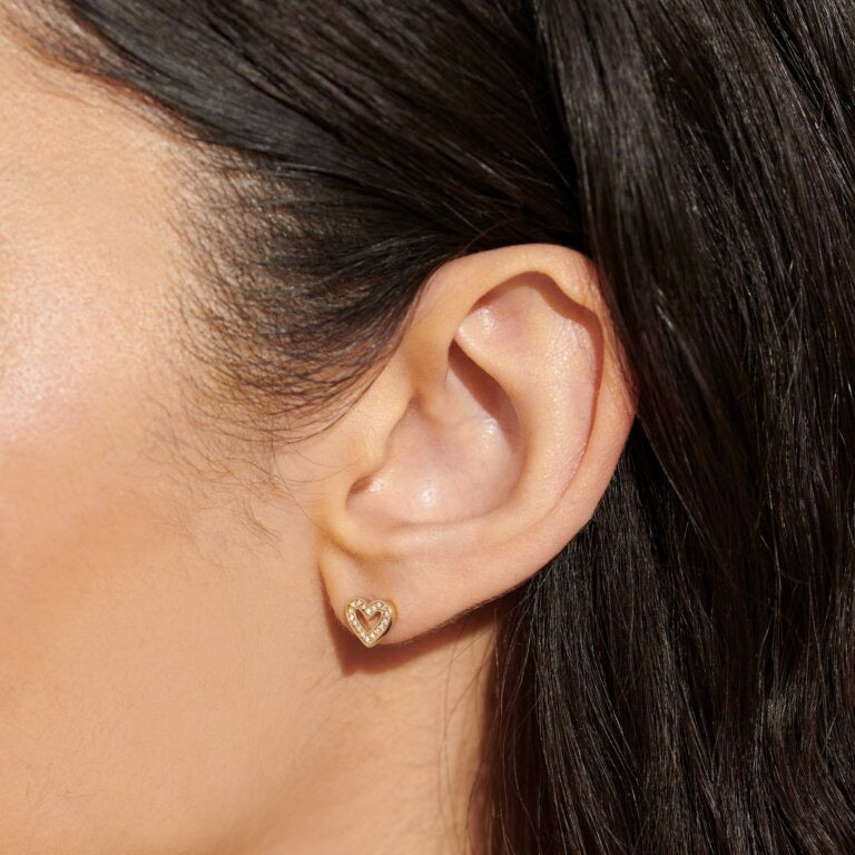 Joma Jewellery Lumia Pave Open Heart Stud Earrings - Gold