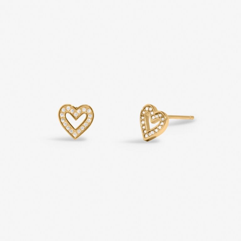 Joma Jewellery Lumia Pave Open Heart Stud Earrings - Gold