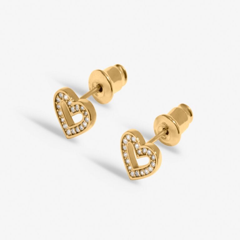 Joma Jewellery Lumia Pave Open Heart Stud Earrings - Gold