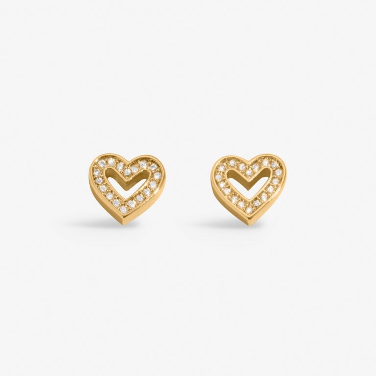 Joma Jewellery Lumia Pave Open Heart Stud Earrings - Gold