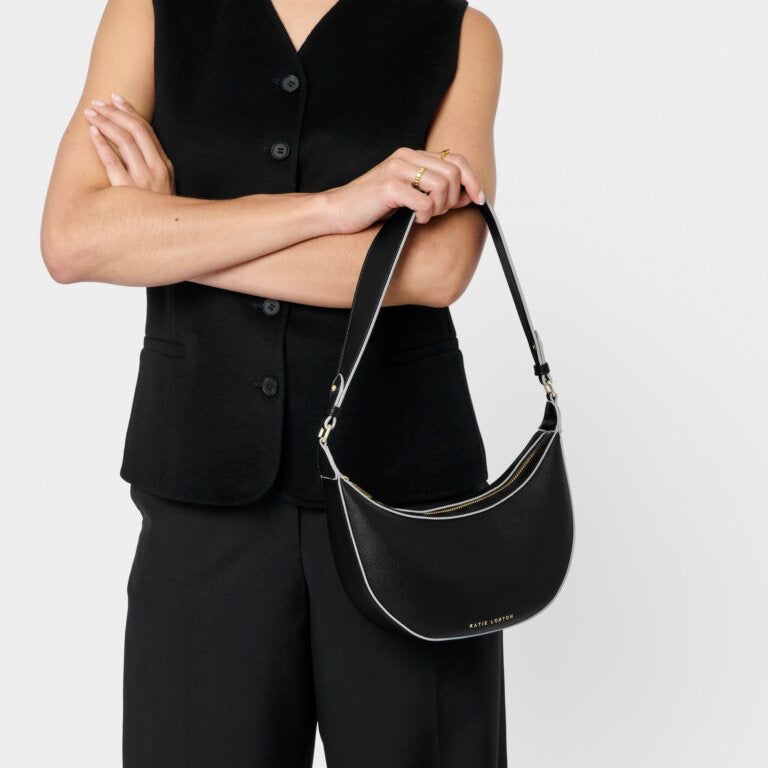 Katie Loxton Marni Small Half Moon Shoulder Handbag - Black/Off White