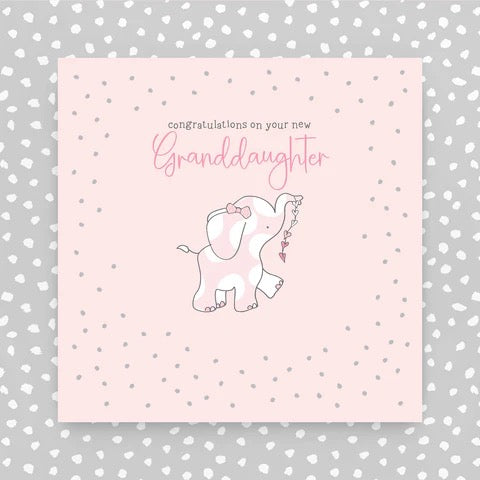 Molly Mae Congratulations on your New Granddaughter Pink Elephant Card