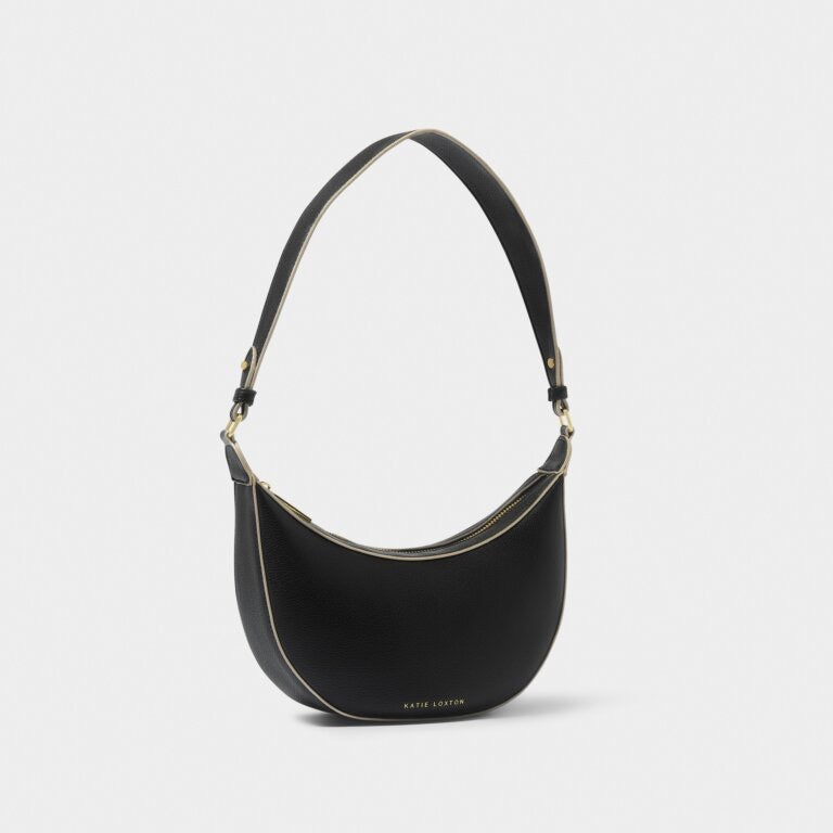 Katie Loxton Marni Small Half Moon Shoulder Handbag - Black/Off White