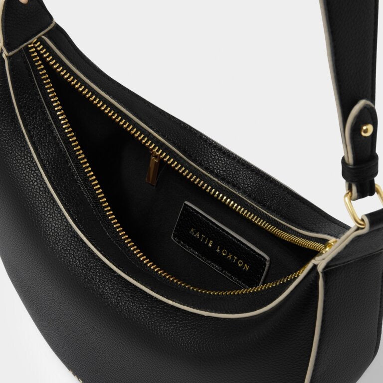 Katie Loxton Marni Small Half Moon Shoulder Handbag - Black/Off White