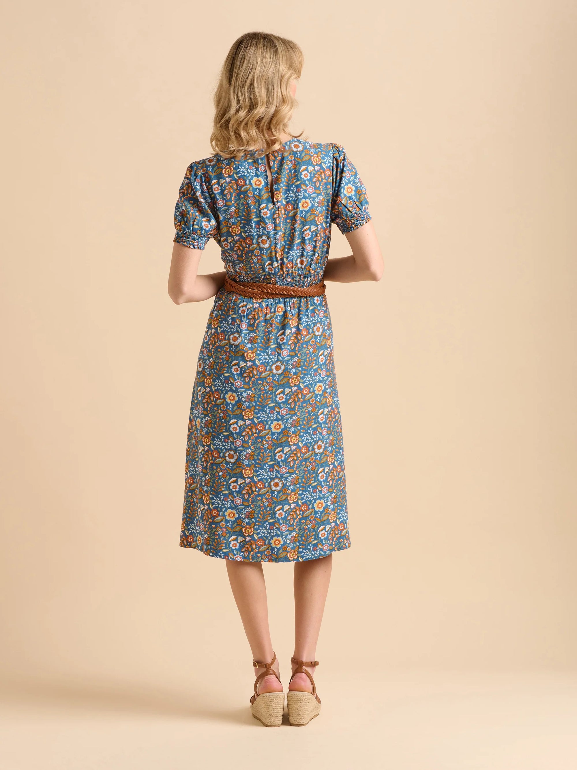 Brakeburn Navy Secret Garden Midi Dress - Multi