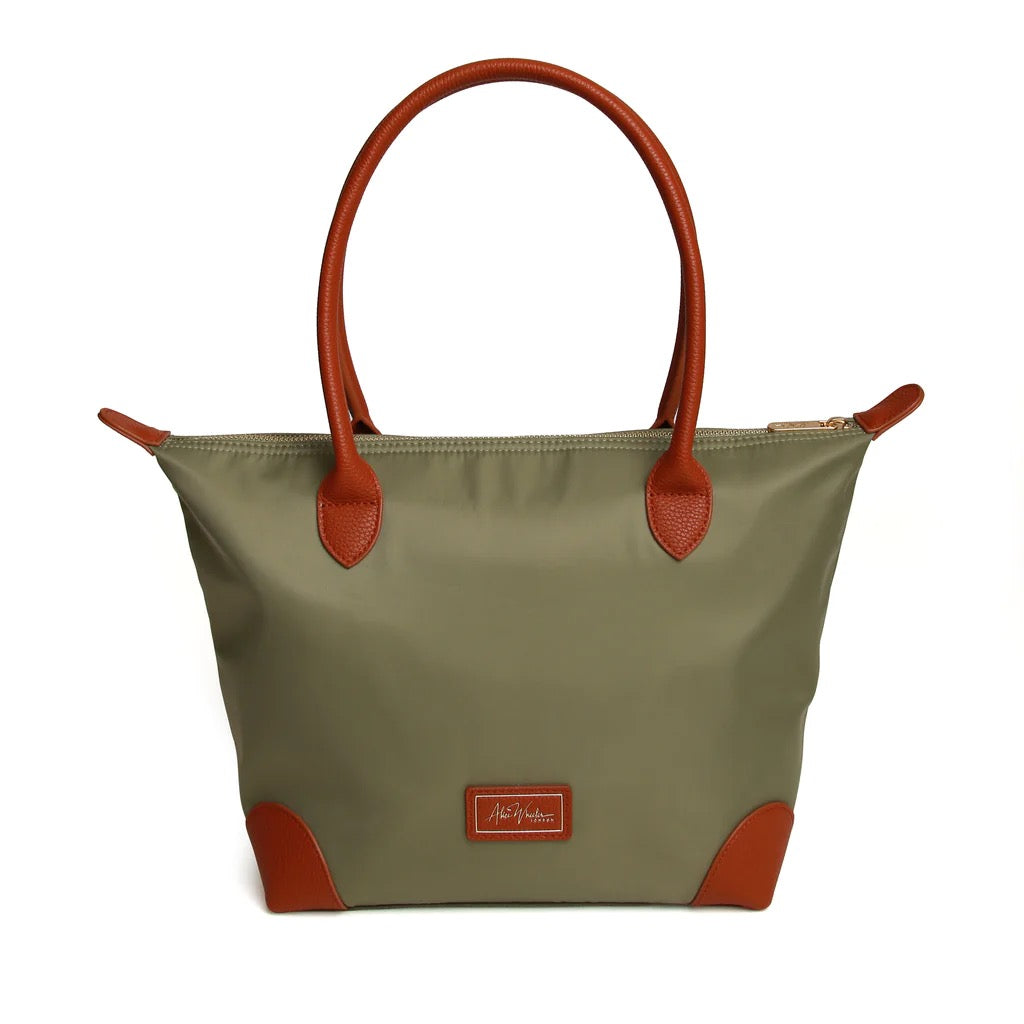 Alice Wheeler Shoreditch Medium Tote Bag - Sage Green/Tan