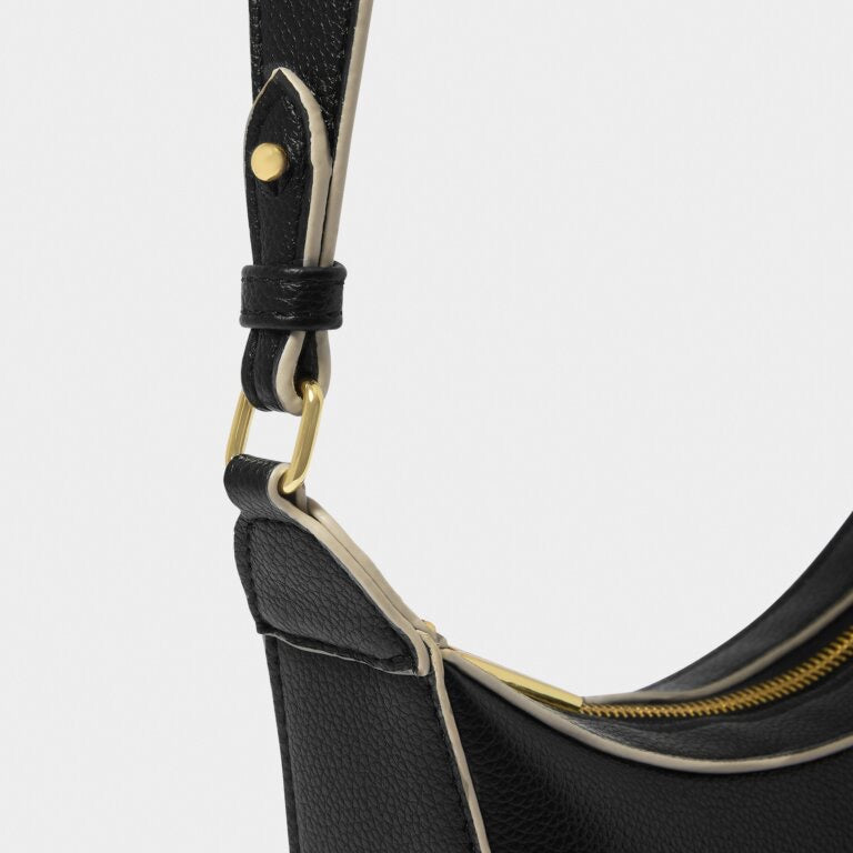 Katie Loxton Marni Small Half Moon Shoulder Handbag - Black/Off White