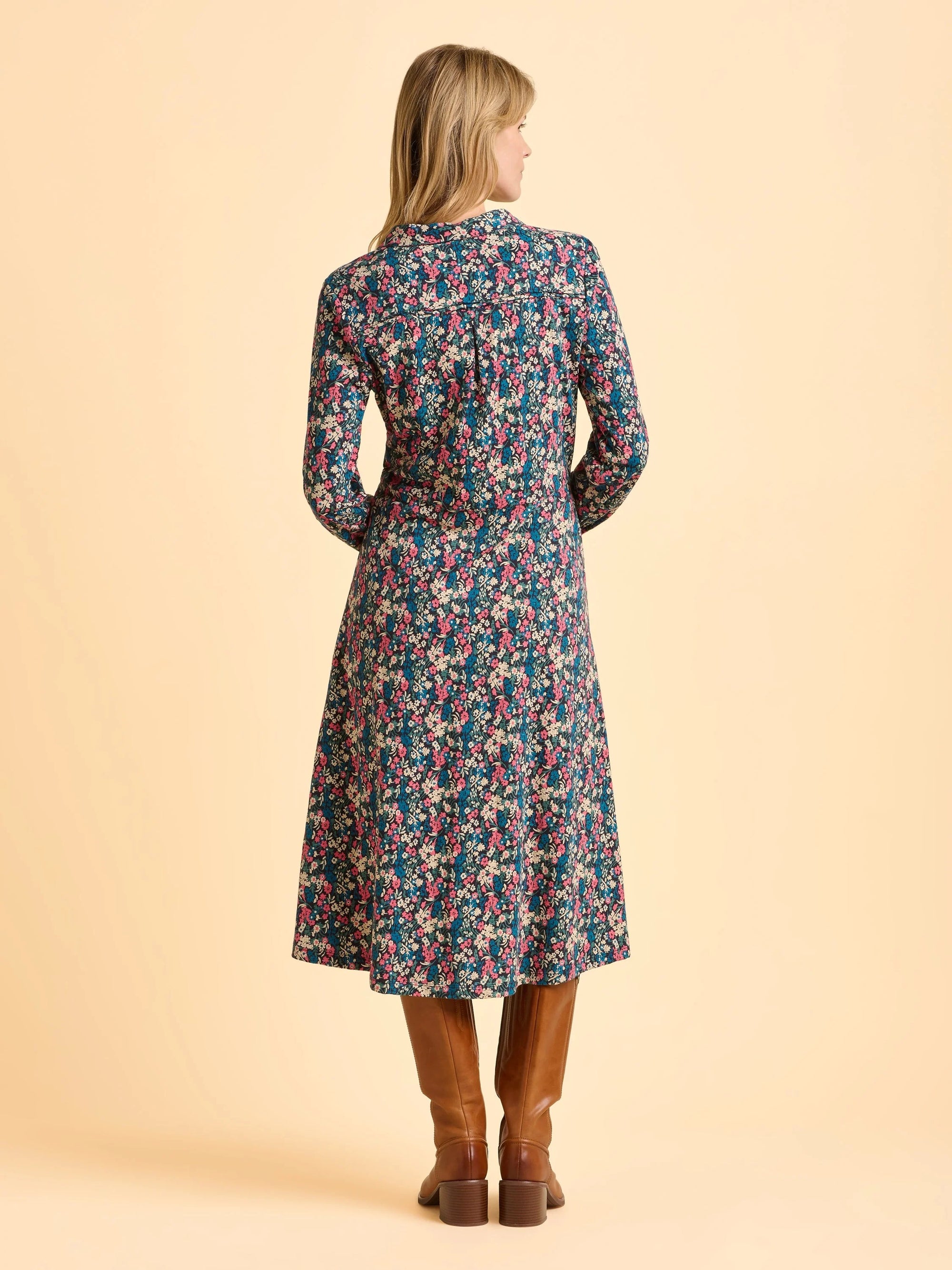 Brakeburn Charlotte Midi Floral Print Dress - Navy/Multi