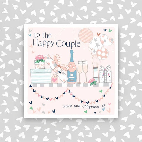 Molly Mae Happy Couple Love & Congrats Champagne, Balloons & Presents Small Card