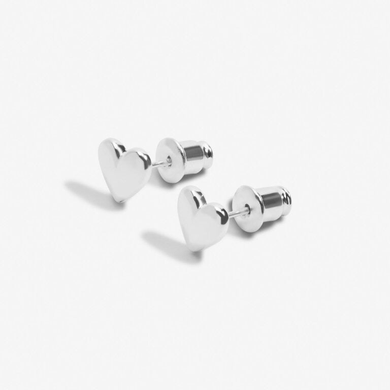 Joma Jewellery Mini Charms - Heart Stud Earrings - Silver