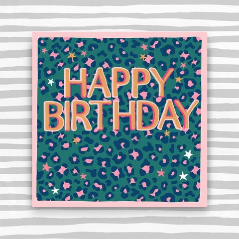 Molly Mae Happy Birthday Green & Pink Leopard Print Card